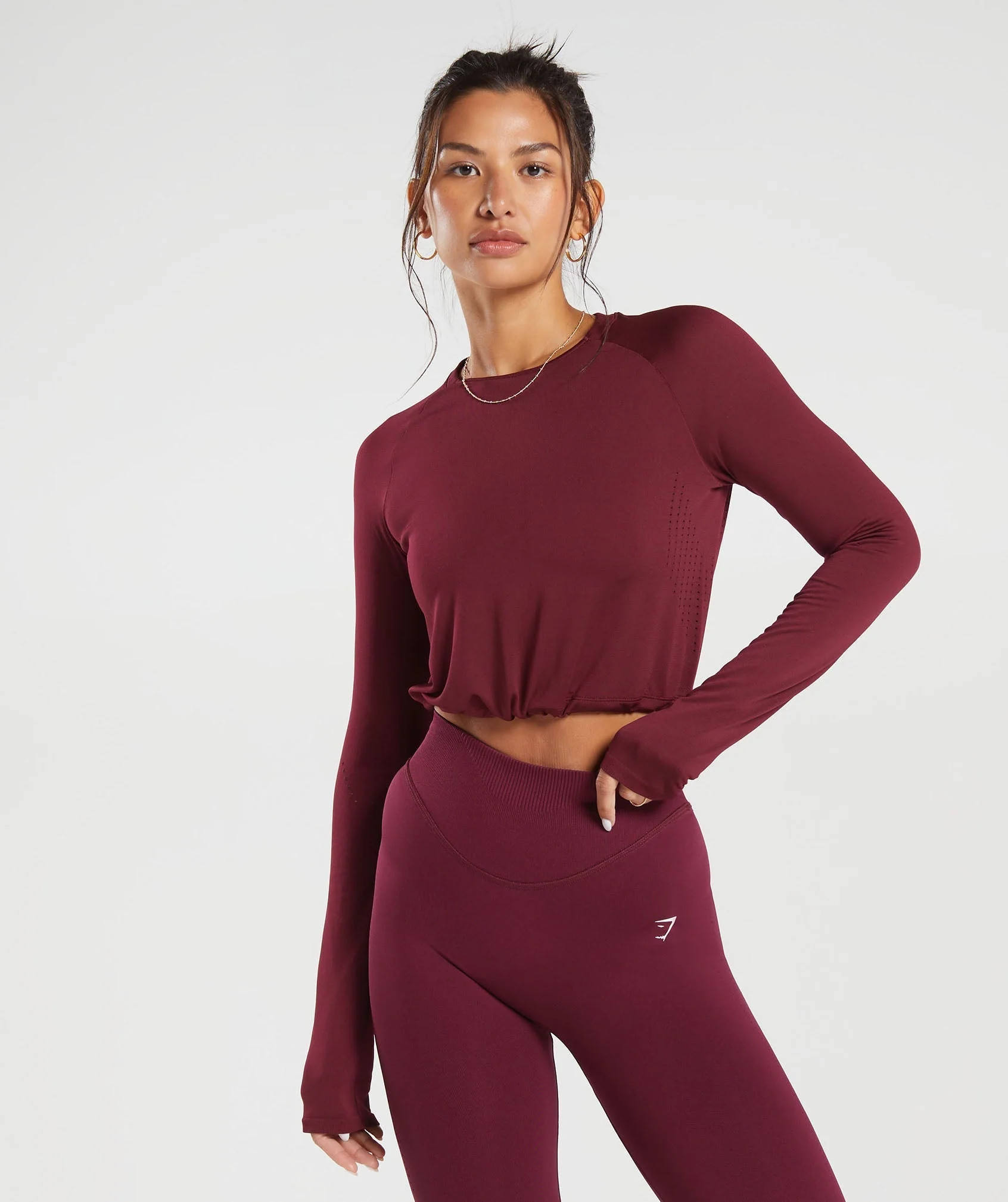 Gymshark Sweat Seamless Long Sleeve Crop Top - Plum Pink | Gymshark (Global)