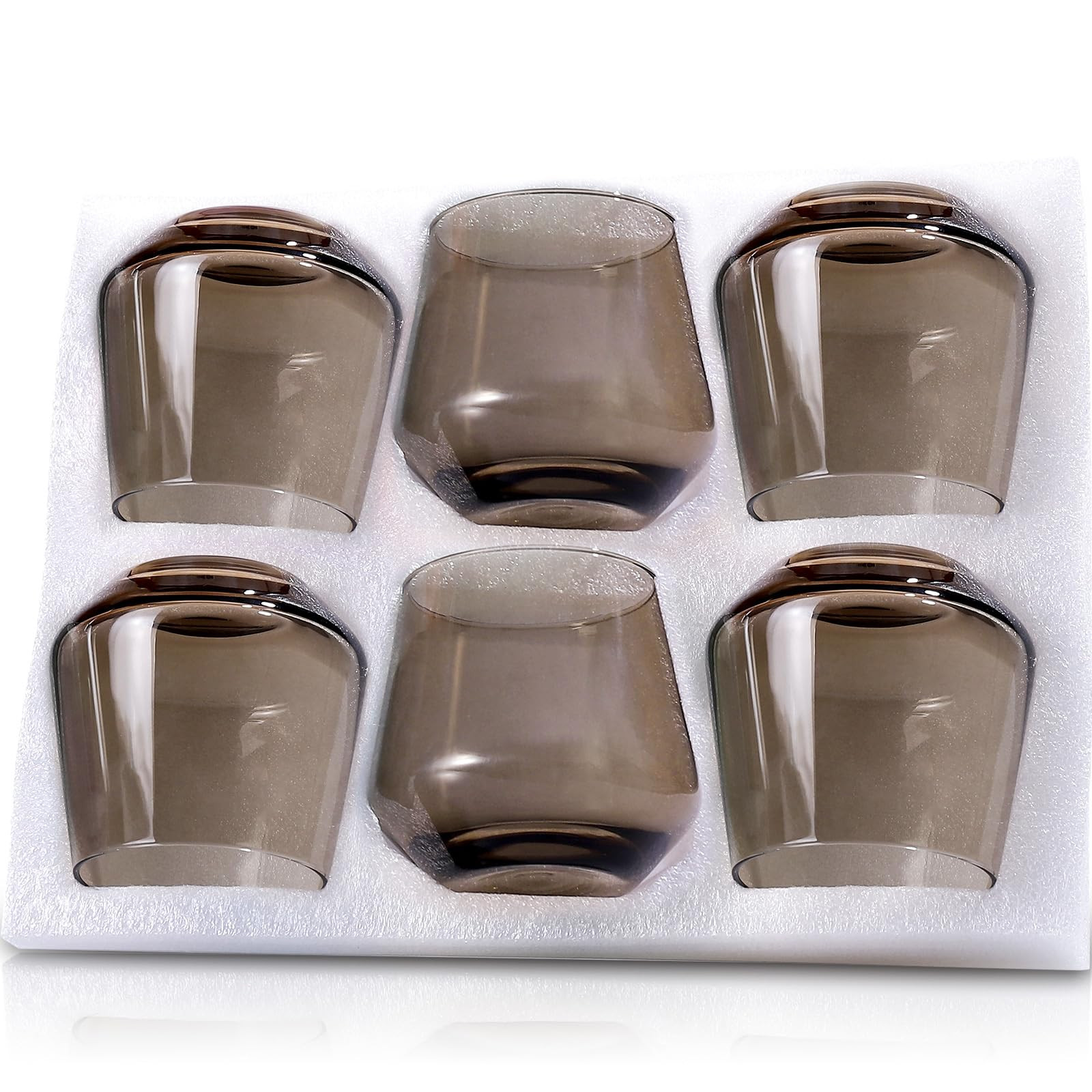 Colorsavant Stemless Wine Glasses Set 6【Smokey Sand Wine Glasses Stemless】 Gray Short Tumbler... | Amazon (CA)