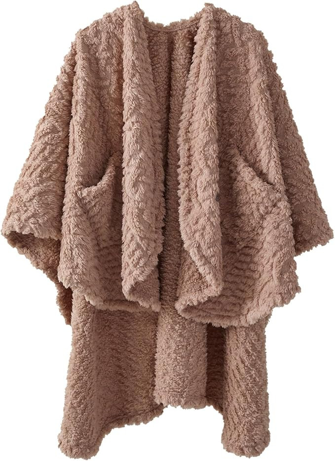 Royoliving Fuzzy Sherpa Wearable Fleece Blanket with Pockets for Adults, Ultra Soft Plush Shawl T... | Amazon (US)