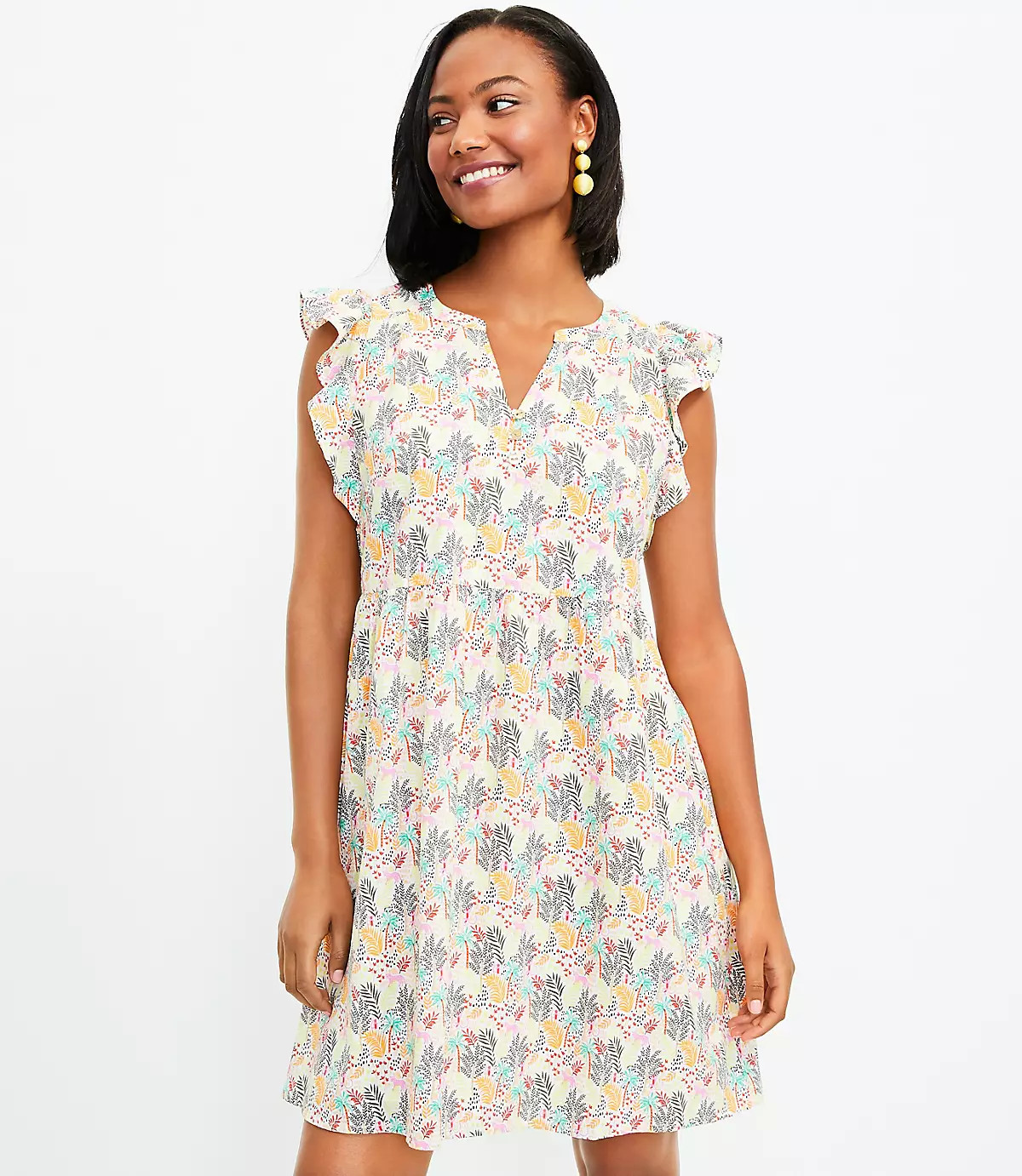 Paradise Ruffle Button Dress | LOFT | LOFT