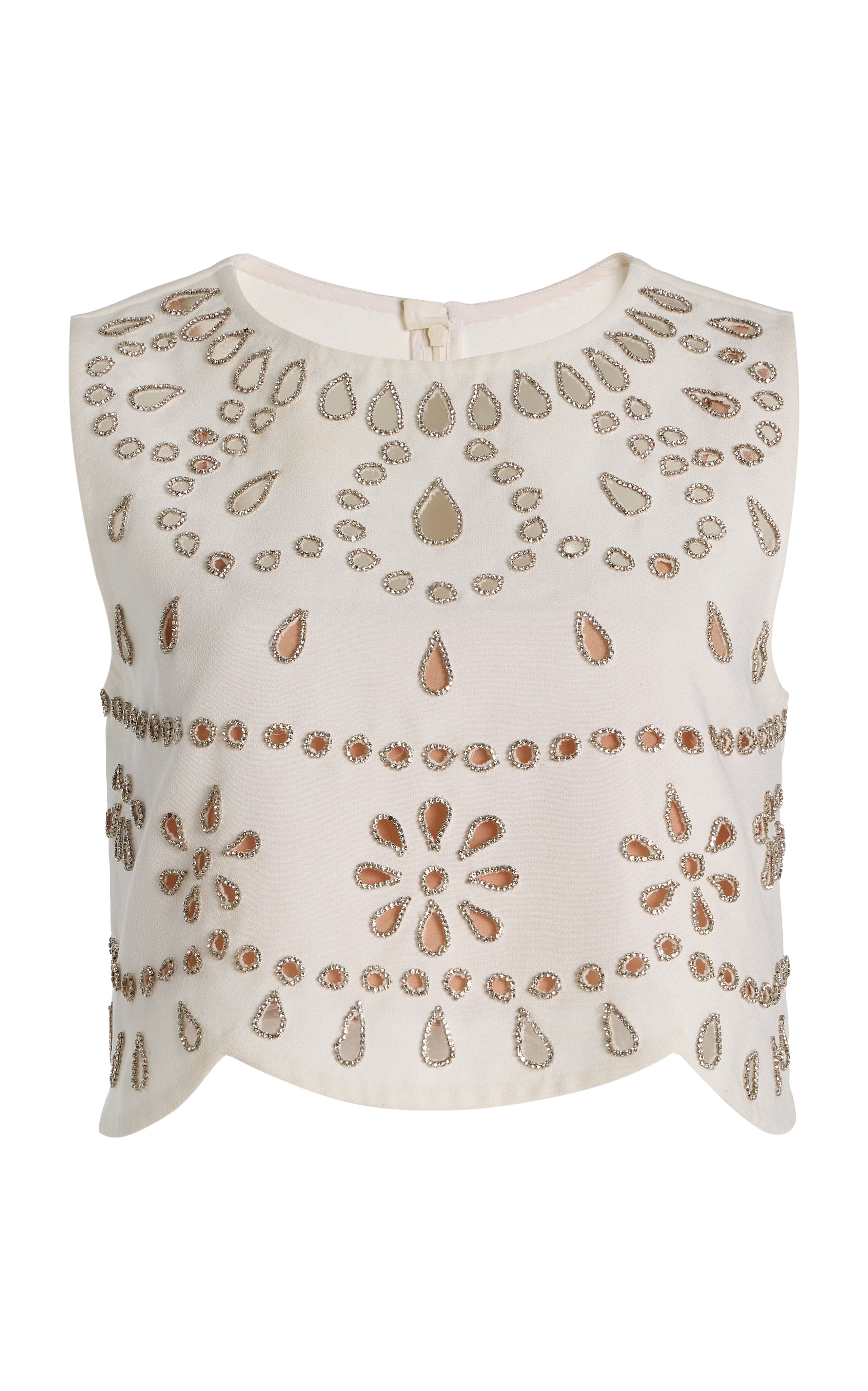 Tavy Crystal-Embellished Cutout Stretch-Crepe Crop Top | Moda Operandi (Global)