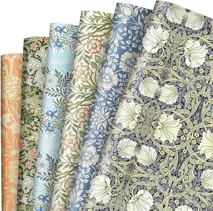 JarThenaAMCS 12 Sheets William Morris Wrapping Paper -Not Roll- Retro Floral Greenery Gift Wrap P... | Amazon (US)