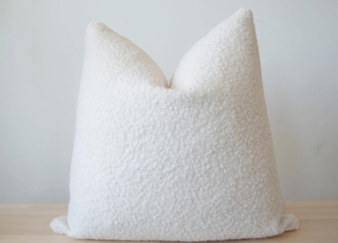 Creamy White Boucle Solid Pillow Cover Luxury Neutral Pillow - Etsy | Etsy (US)