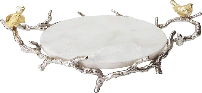 A&B Home Marble Round Branch Design Handles and Stand Tray, Shiny Nickel | Amazon (US)