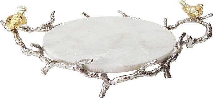 A&B Home Marble Round Branch Design Handles and Stand Tray, Shiny Nickel | Amazon (US)