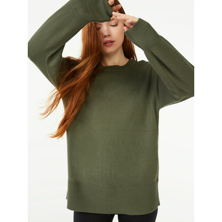 Free Assembly Women's Crewneck Tunic Sweater with Long Sleeves - Walmart.com | Walmart (US)