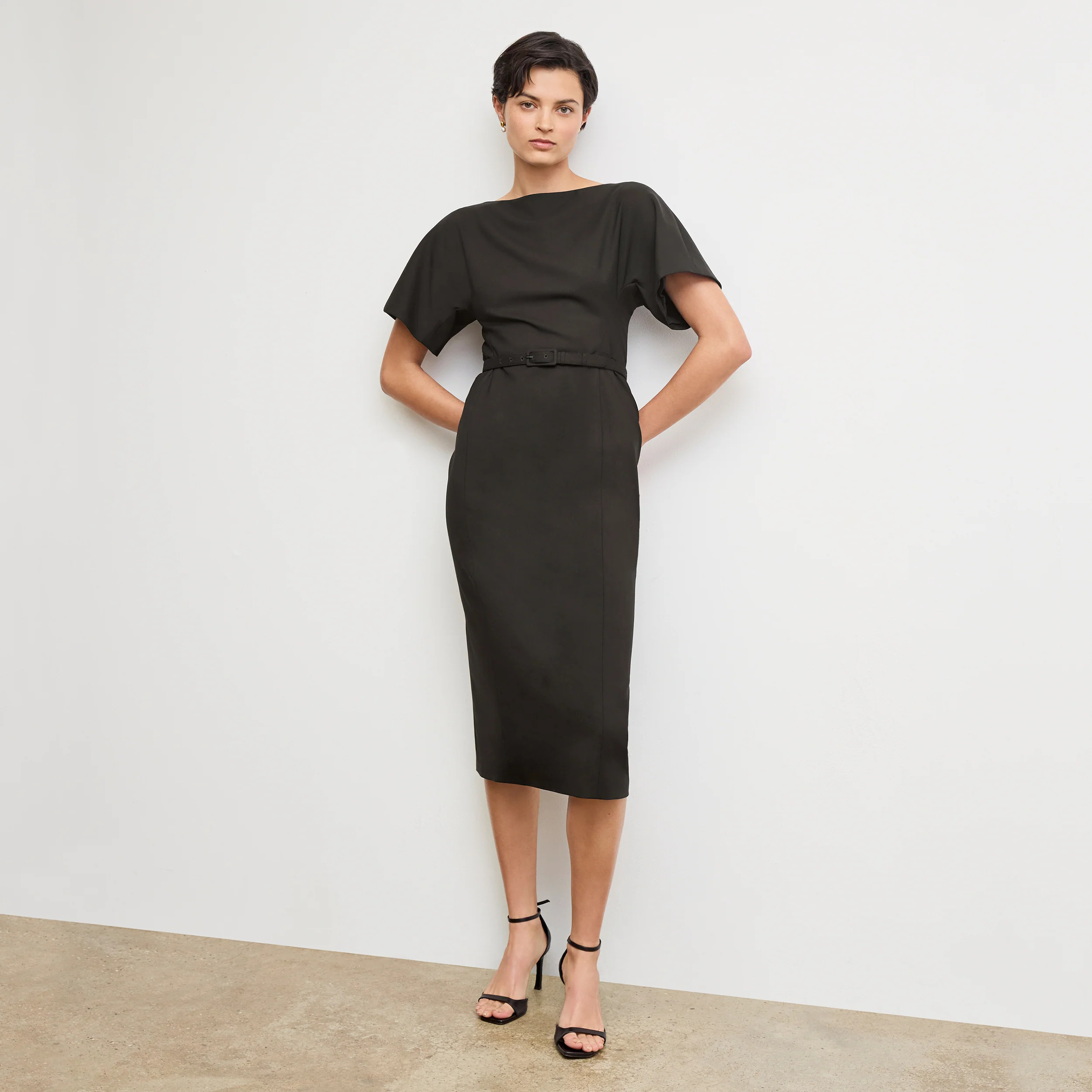 Meredith Executive Dress - Washable Wool Twill :: Black | MM LaFleur