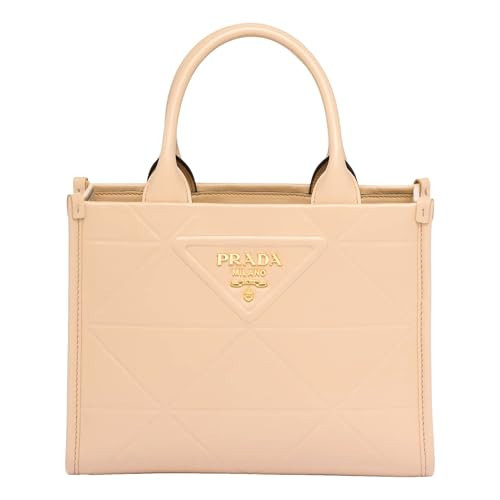 Prada Womens Soft Calfskin Leather Triangle Quilted Sand Beige Mini Handbag Tote | Amazon (US)