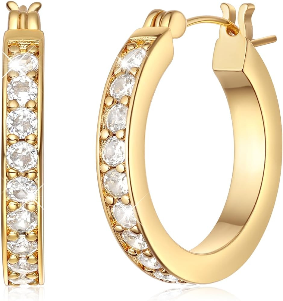 14K Gold Hoop Earrings Gold Diamond Hoops Earrings for Women 14K Gold Earrings for Women Hypoalle... | Amazon (US)