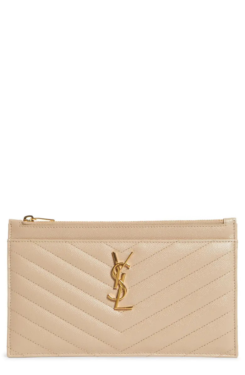 Monogramme Quilted Leather Zip Pouch | Nordstrom