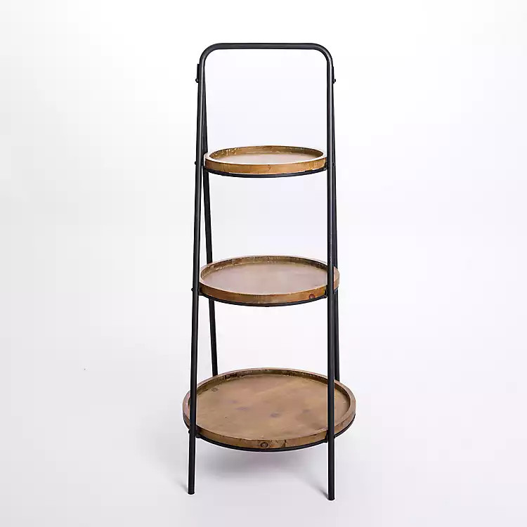 Round 3-Tier Wood and Metal Server Stand | Kirkland's Home