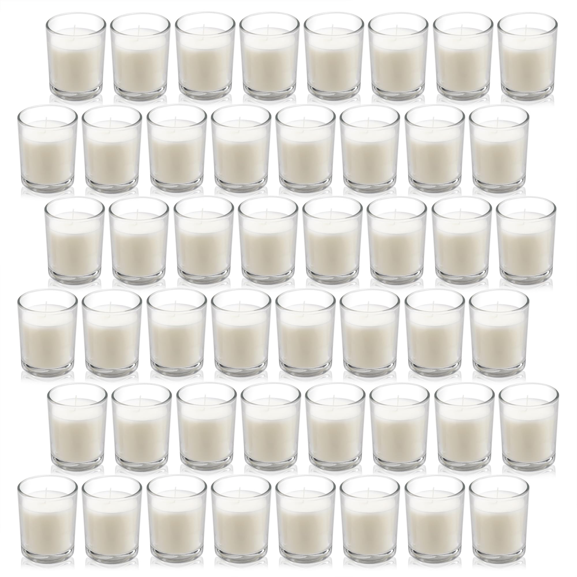 Housecret 48 Pack Warm White Unscented Clear Glass Filled Votive Candles. Hand Poured Wax Candle ... | Amazon (US)