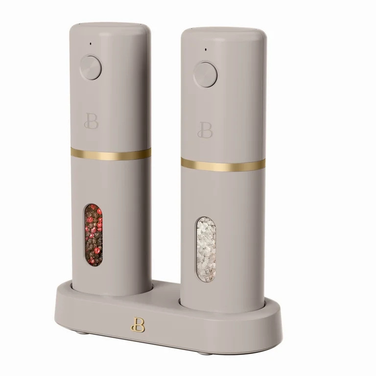Beautiful 3-Piece Rechargeable Electric Salt and Pepper Grinder Set with Charging Base, Porcini T... | Walmart (US)
