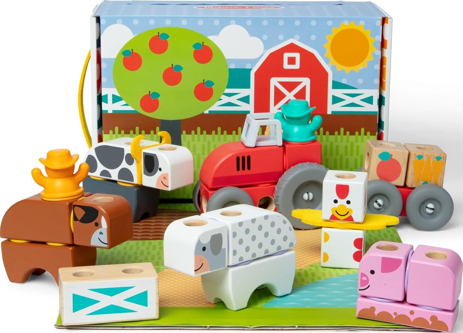 Melissa & Doug Blockables™ Farm Snap And Play, Mix And Match Connectable Wooden Building Blocks Play Set Toy for Preschool Boys And Girls (56 Pcs) | Amazon (UK)