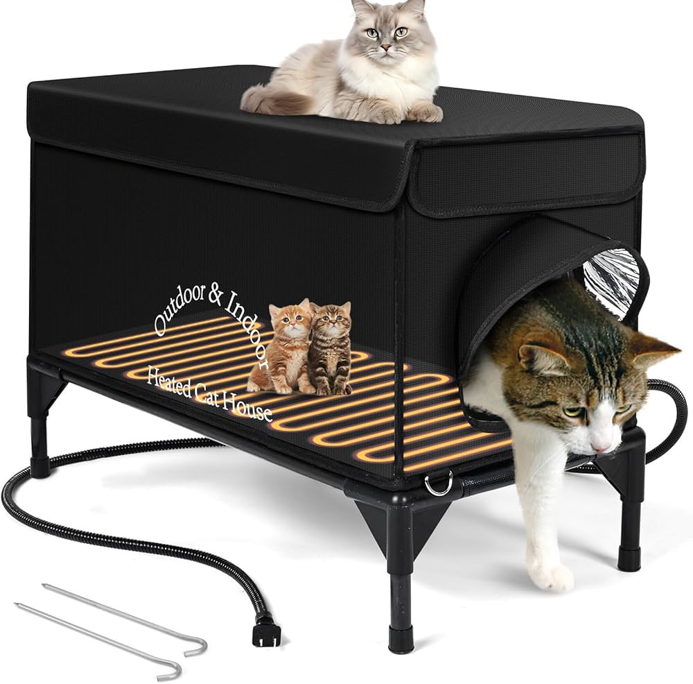 Heated Cat House for Outside in Winter, 100% Waterproof Elevated Base, Insulated Outdoor Cat Shel... | Amazon (US)
