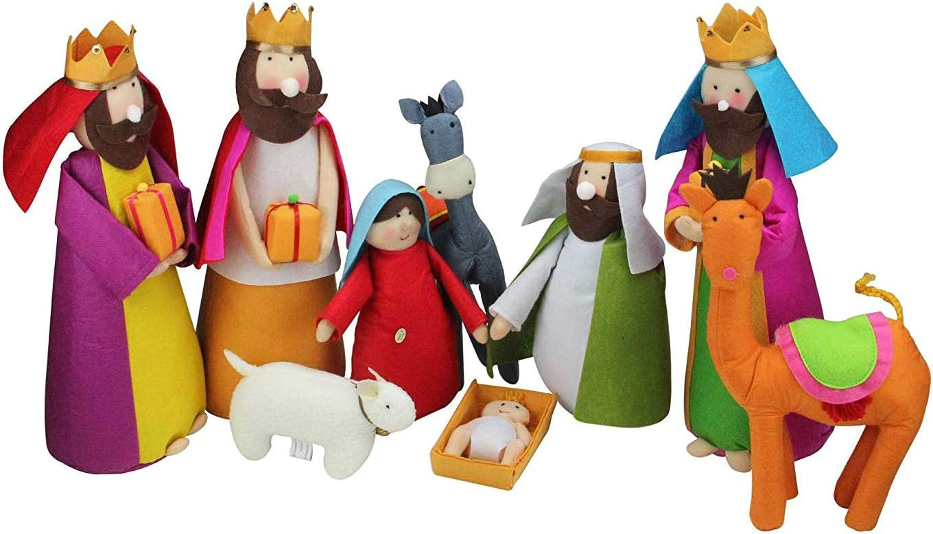 Betsey Cavallo Large Fabric Christmas Nativity Set, 9 Pieces, 15.5 Inch Tall | Amazon (US)