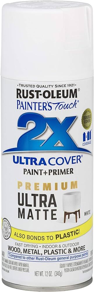 Rust-Oleum 331181 Painter's Touch 2X Ultra Cover Spray Paint, 12 oz, Ultra Matte White | Amazon (US)