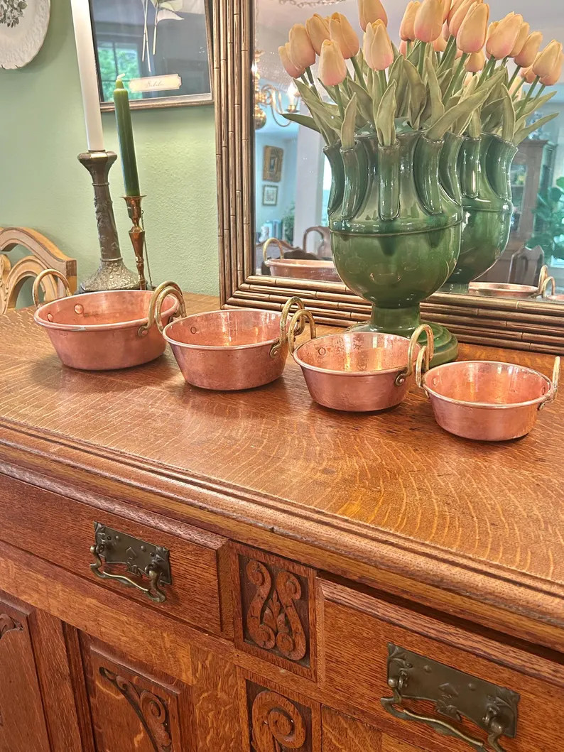 Vintage Made in Portugal Copper Jelly Pots With Brass Handles - A Set of 4 - Etsy | Etsy (Global)
