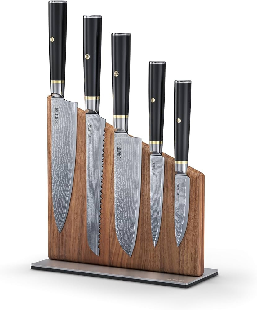 Yatoshi Magnetic Kitchen Knife Block Set 6 Pcs - Japanese 67 Layer High-Grade VG-10 Damascus Stee... | Amazon (US)