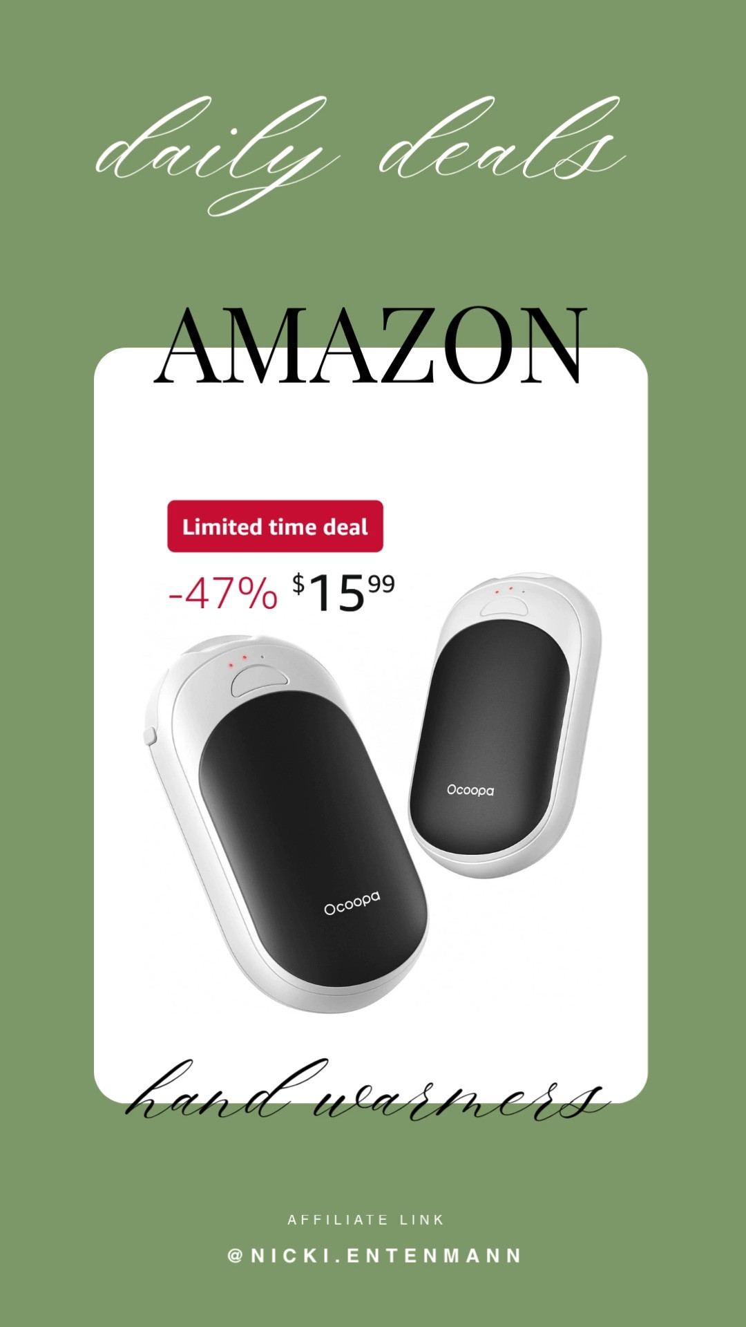 These magnetic rechargeable hand warmers 2 pack bring cheerful warmth and effortless comfort to everyday adventures with cozy flair. #HandWarmers #RechargeableGear #WinterEssentials #OutdoorComfort #ColdWeatherStyle #TravelAccessories #DailyUse #LifestyleLooks #ModernGear #CozyTools 🔥❄️🙌
 

 #LTKselfcare #LTKSeasonal #LTKTravel