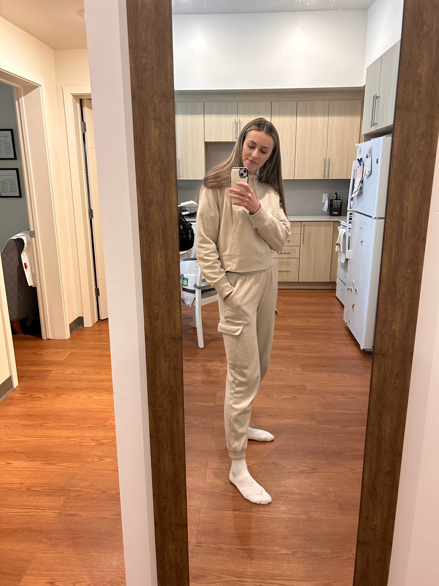 Cargo sweats and matching hoodie set? Sign me up! Wearing small on bottom and on top! 