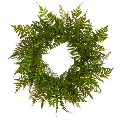 Nearly Natural 24-in Mixed Fern Artificial Wreath | Target