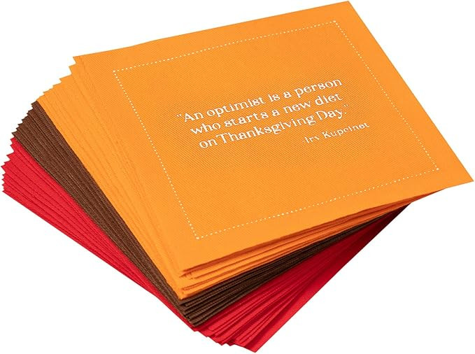 Five Star Napkins Thanksgiving Quotes Napkins – Orange, Brown, & Red – 4.5” x 4.5” – 10... | Amazon (US)