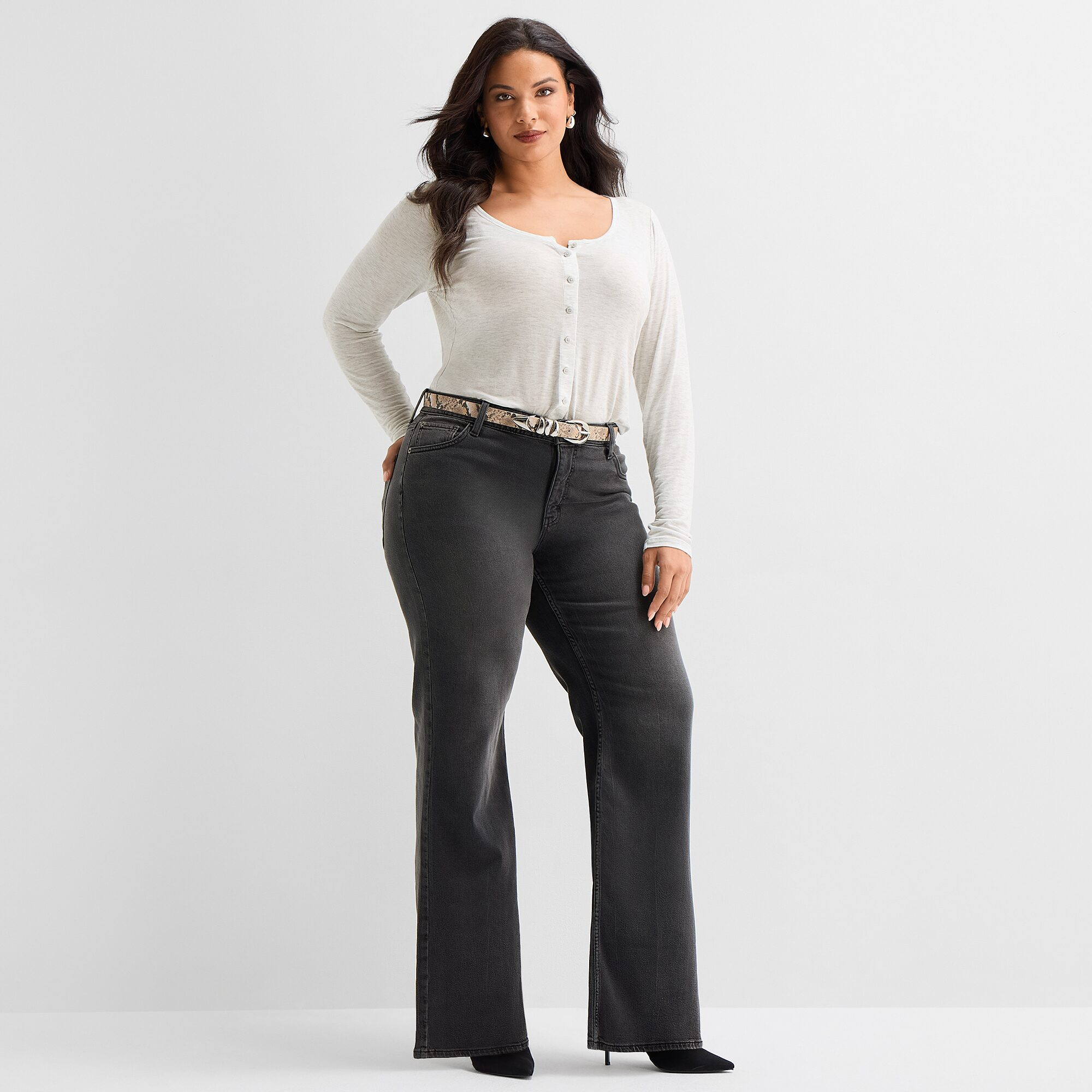 Ashley Graham Women's Plus Denim Flare Jean | JCPenney