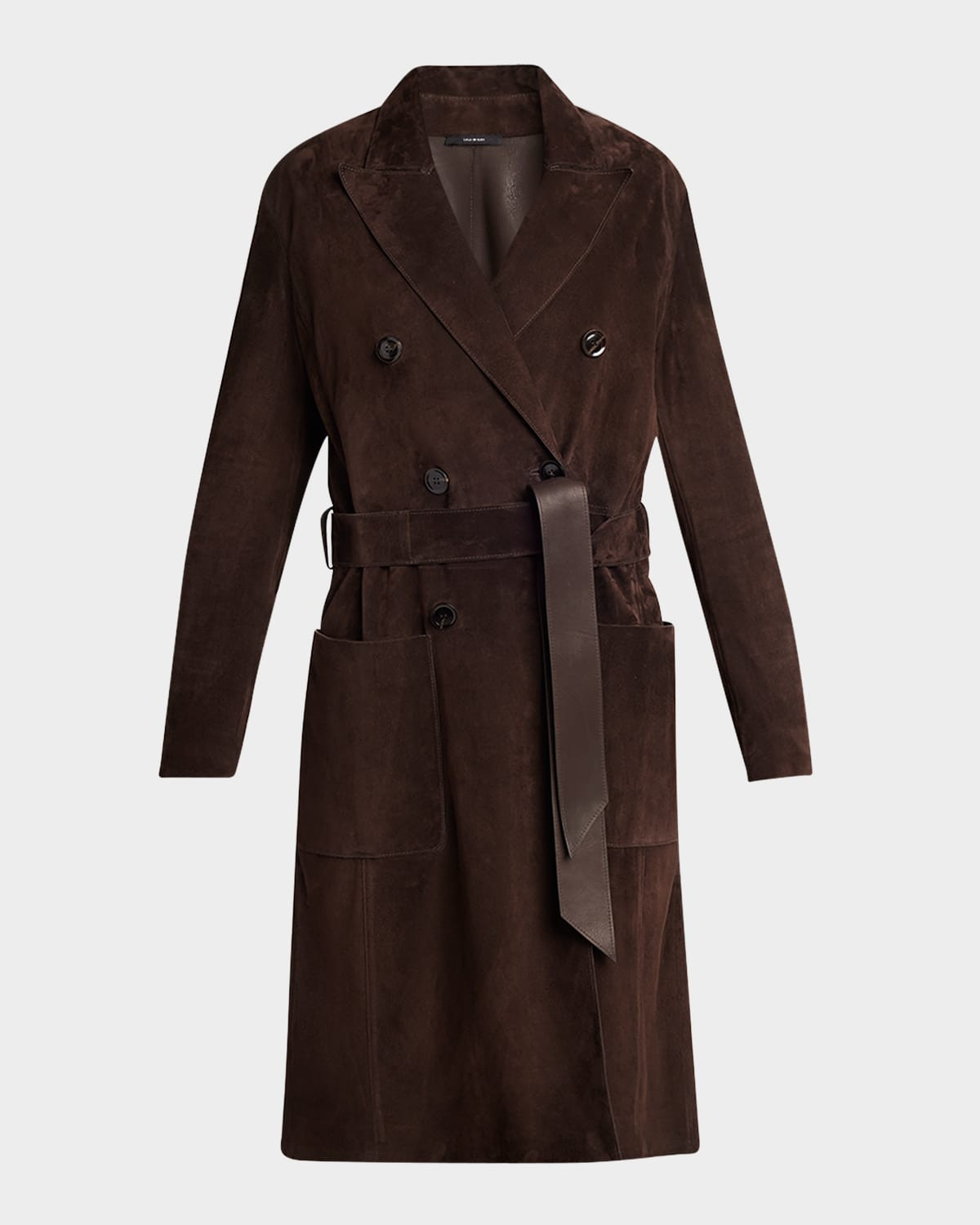Suede Double-Breasted Coat | Neiman Marcus