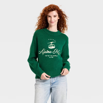 Women's Cozy Alpine Crewneck Pullover Sweater - Universal Thread™ Dark Green | Target