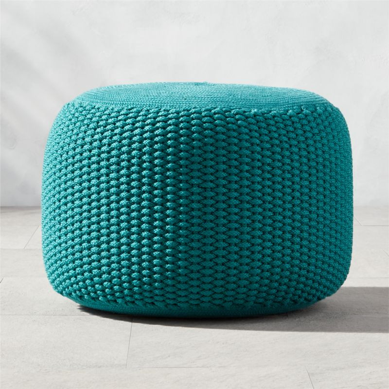 Criss Knit Emerald Pouf | CB2 | CB2