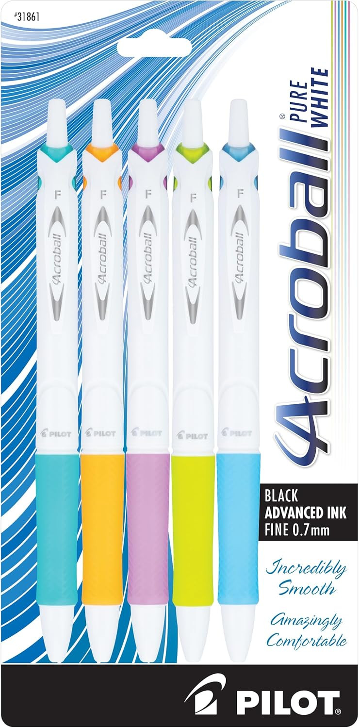 PILOT Acroball PureWhite Advanced Ink Refillable & Retractable Ball Point Pens with Turquoise/Ora... | Amazon (US)