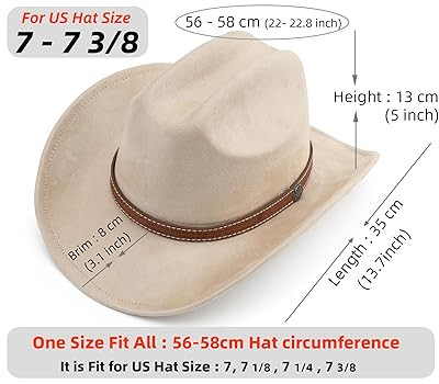 Western Cowboy Hat for Women Men Small Short Wide Brim Beach Cowgirls Cattleman Cowboys Hats | Amazon (US)