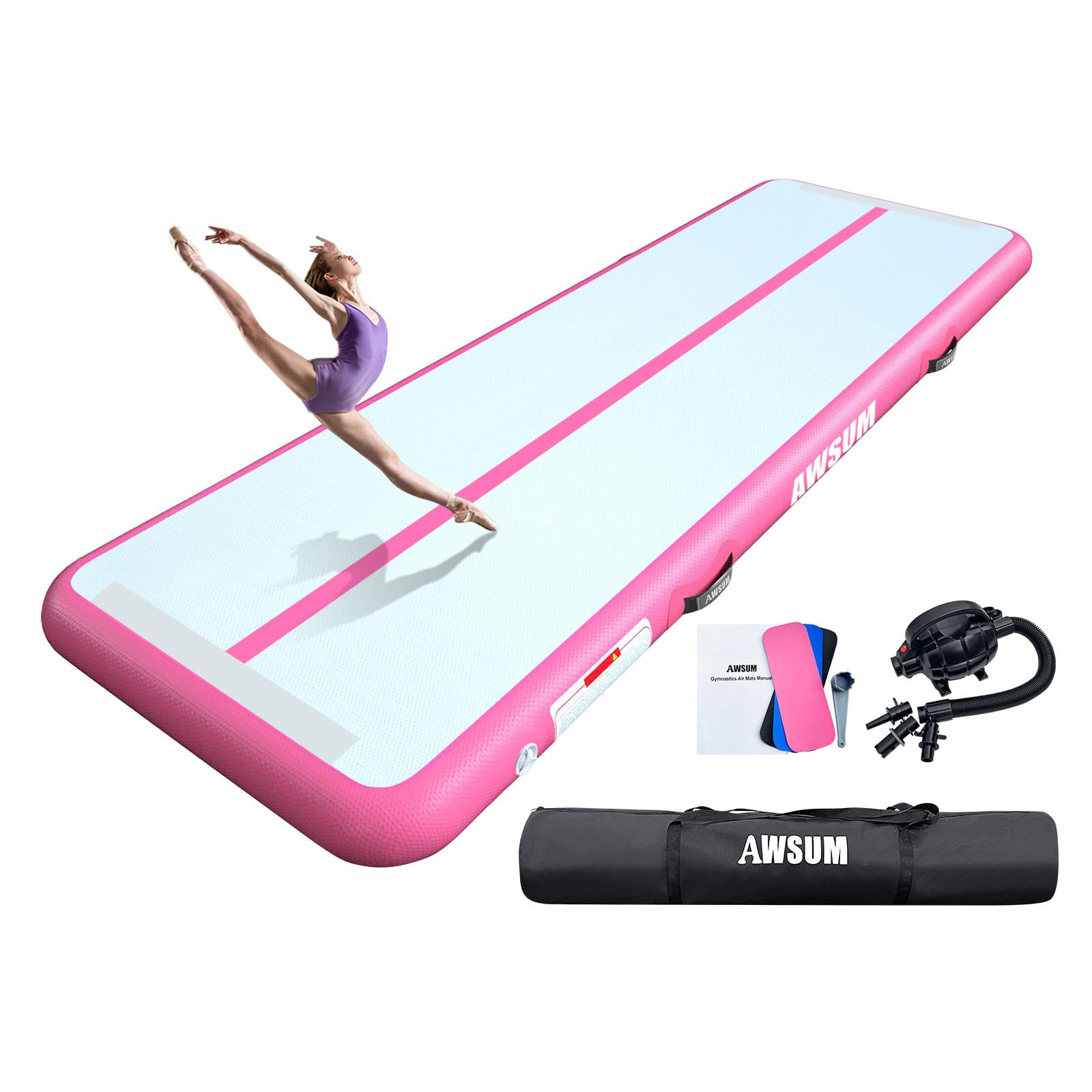 AWSUM Inflatable Air Gymnastics Mat 10ft/13ft/16ft/20ft/23ft Training mat 4/8 inches Thick tumbli... | Amazon (US)