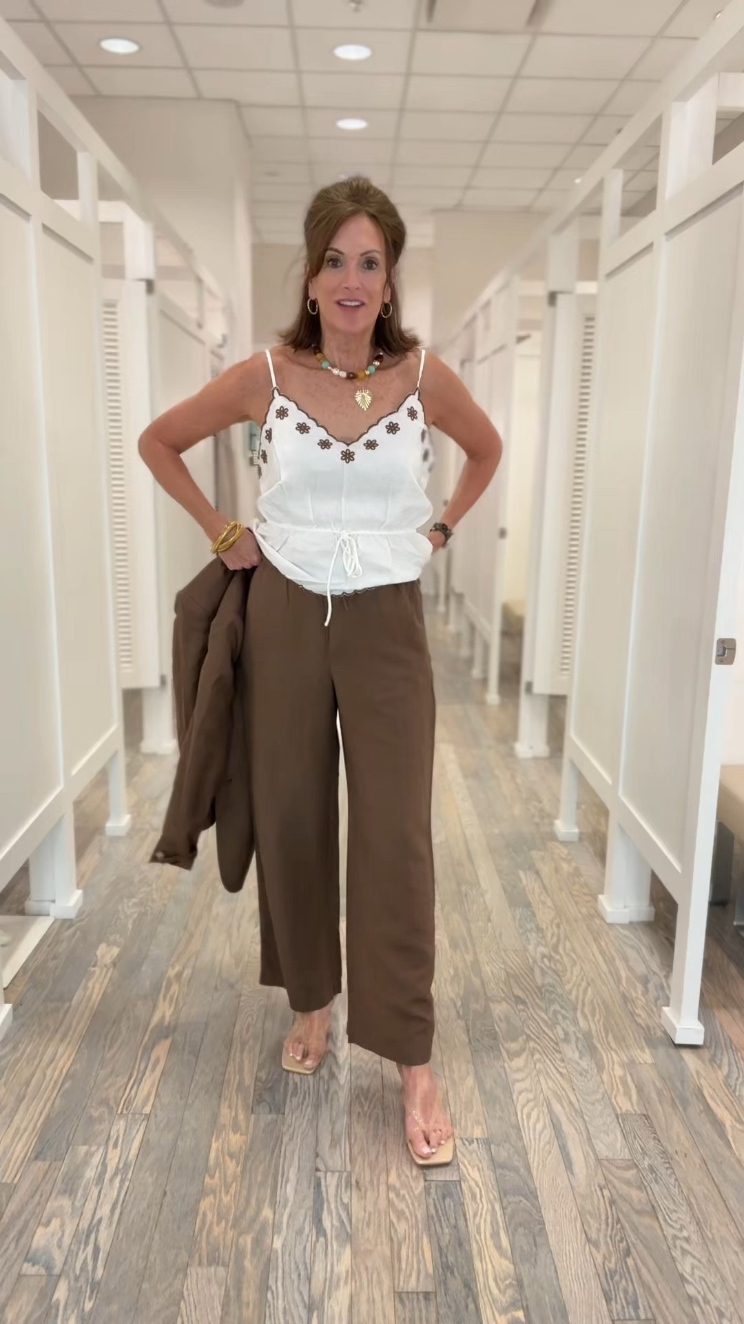 Spaghetti strap embroidered top - L
Linen blend pants - small regular available in petite and tall
Linen blend blazer - size 8

Summer suit
Workwear 

#LTKSaleAlert #LTKMidsize #LTKWorkwear