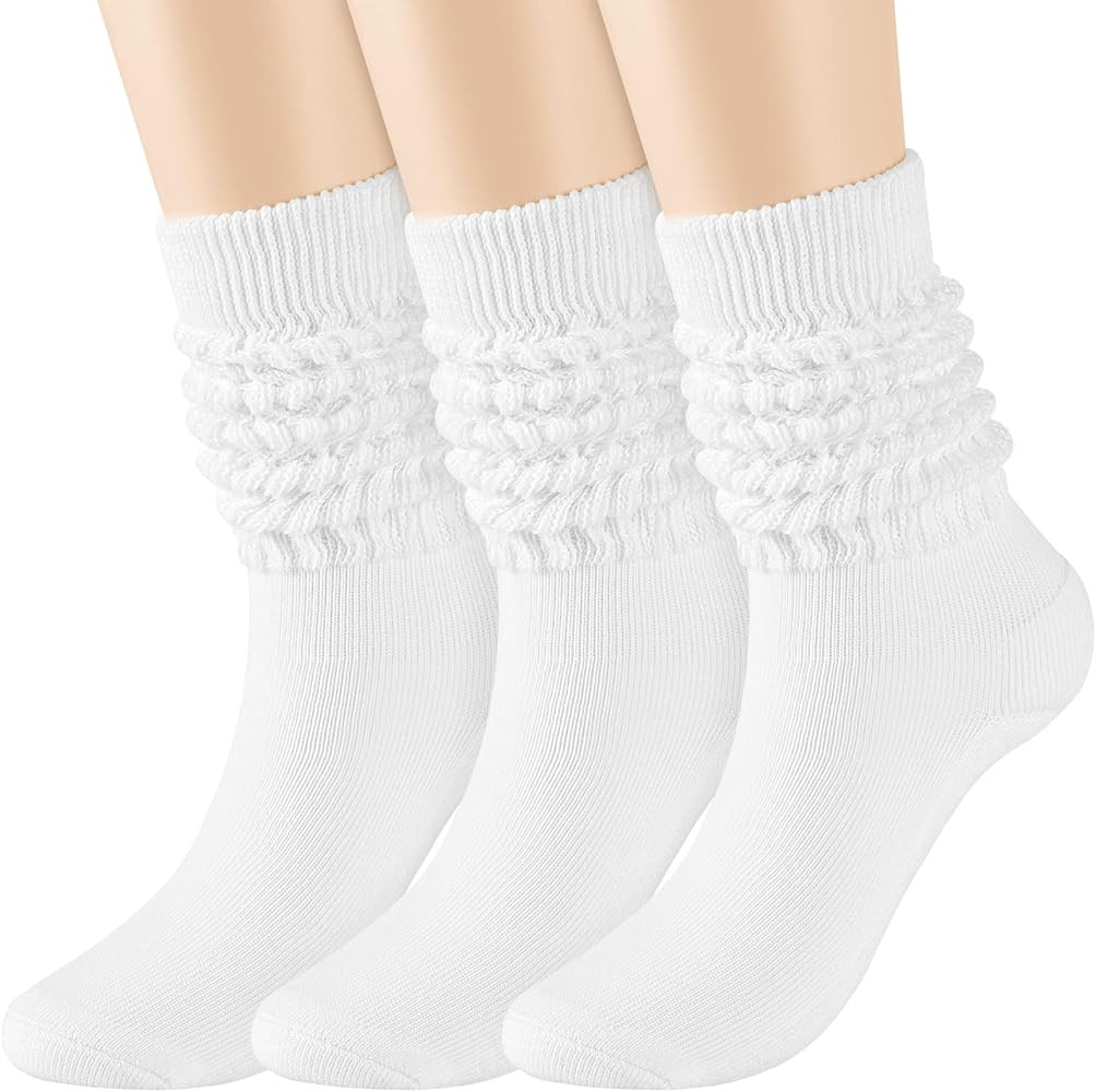 3 Pairs Scrunchy Socks for Women,Slouch Socks Women Knee High Scrunch Socks Size 5-11 | Amazon (US)