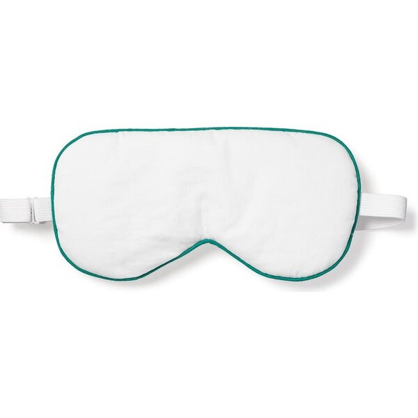 Adult Traditional Eye Mask, White & Green Piping | Maisonette