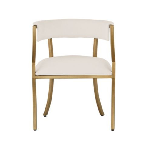 Ada Dining Chair with Matte Antique Brass Frame & Comfy Barrel Back, Made in USA | Ballard Designs, Inc.
