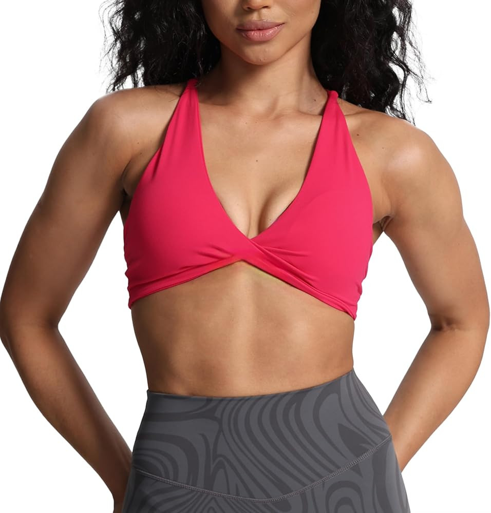 Aoxjox Women's Workout Sports Bras Fitness Backless Padded Sienna Low Impact Bra Yoga Crop Tank T... | Amazon (US)
