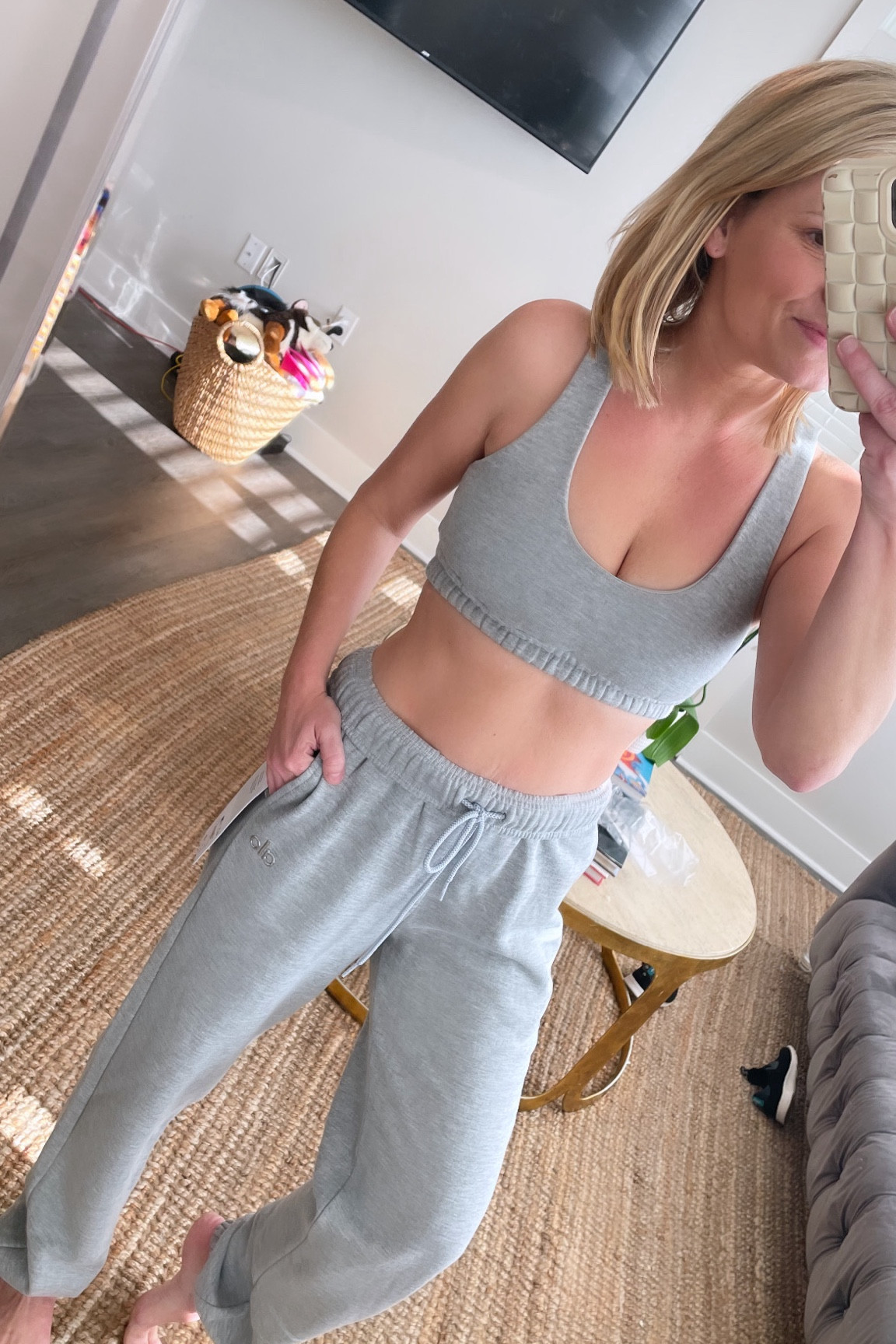 The sweatshirt bra and sweatpants you need in your life. Both run big so size down. I am wearing the xs in the bra and the xxs in the sweatpants. 

#LTKstyletip #LTKfitness #LTKGiftGuide