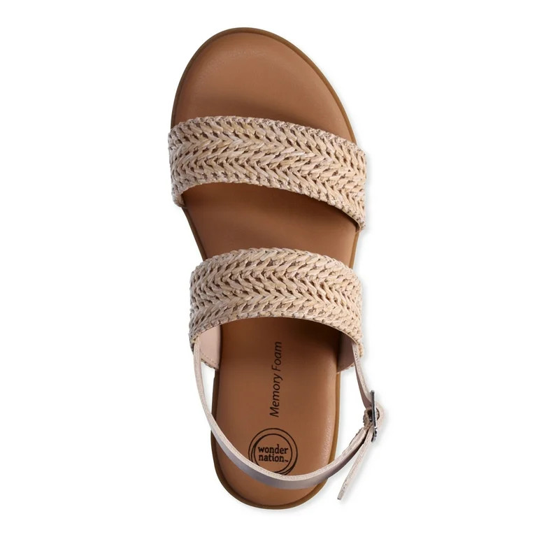 Wonder Nation Little & Big Girls Raffia Sandals, Sizes 13-5 - Walmart.com | Walmart (US)