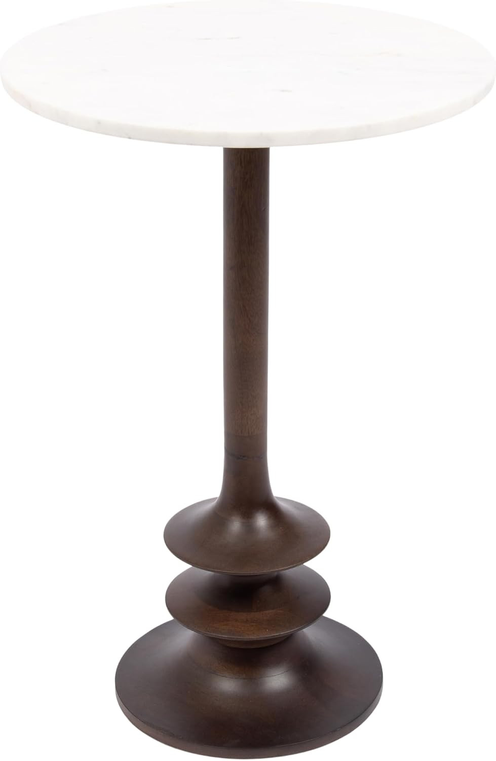 Kate and Laurel Squires Modern Marble Round Side Table, 16 x 16 x 24, White Marble and Dark Brown, Marble Top Circle End Table for Use as a Bedroom Nightstand or Living Room Plant Stand Option | Amazon (US)