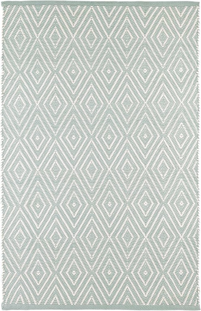 Dash and Albert Diamond Indoor/Outdoor Area Rug - 5' x 8' Light Blue/Ivory - Geometric Pattern Ha... | Amazon (US)