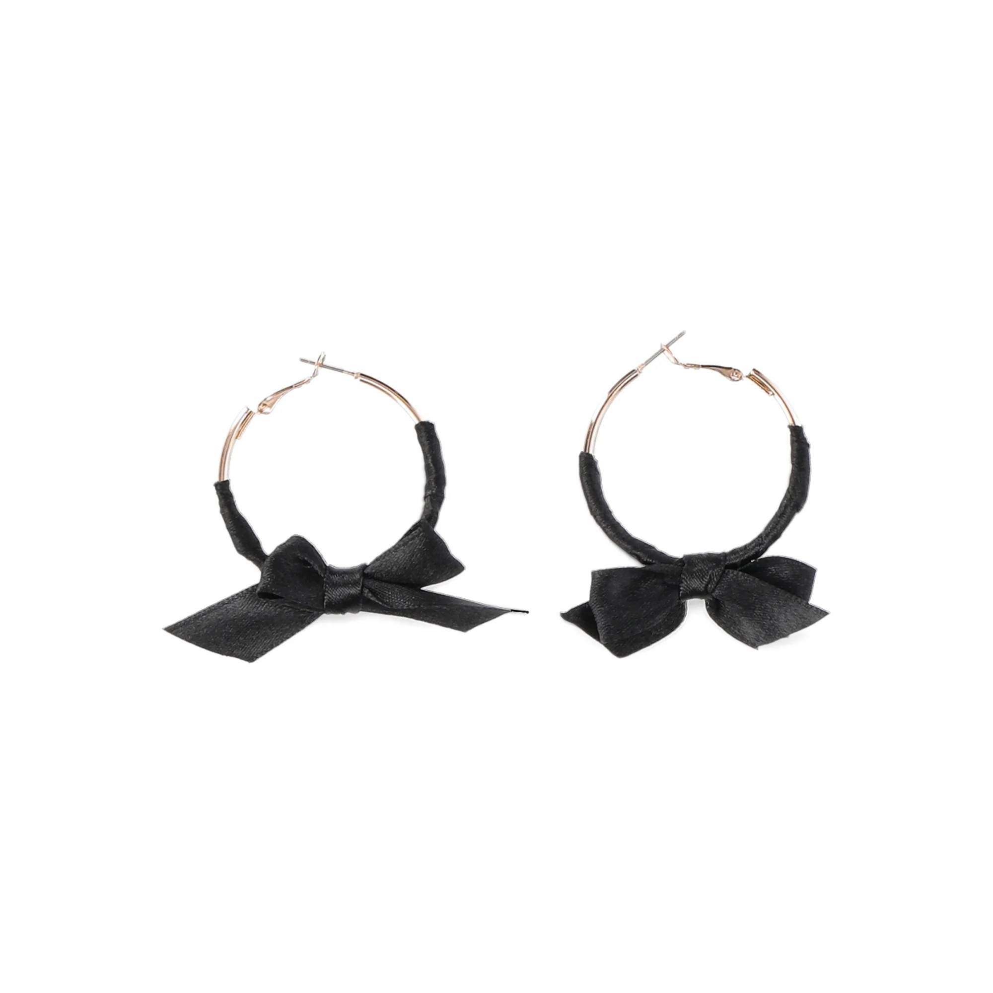 No Boundaries Black Fabric Bow Hoop Earrings, Women’s | Walmart (US)