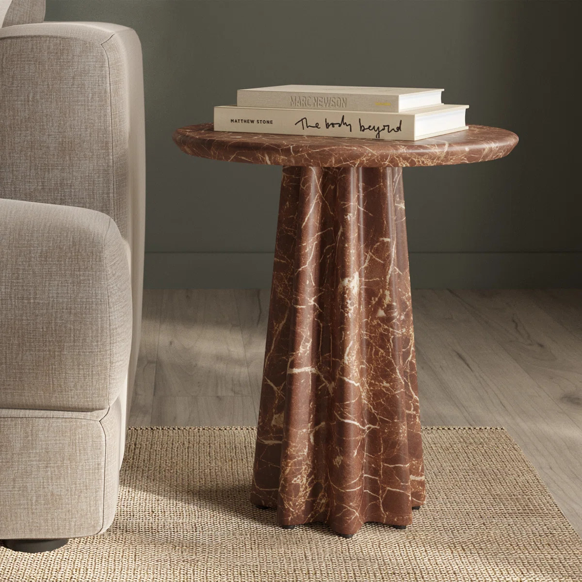 Folda 18" Sculpted Cement Pedestal Side Table | Wayfair North America