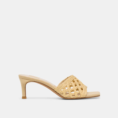 BOWEN HEELS LT NATURAL RAFFIA | DolceVita.com