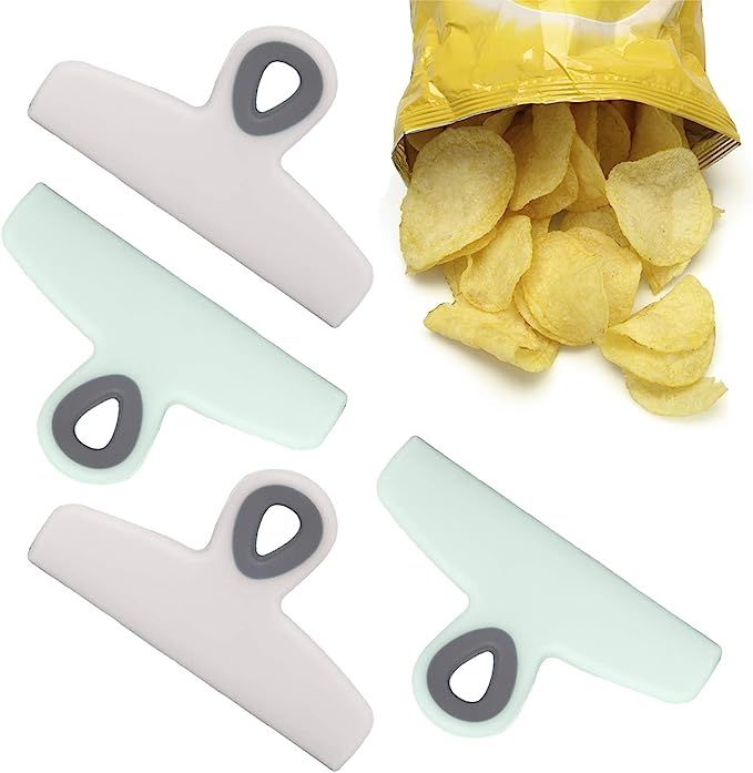Cook With Color Bag Clips, 4 Large Heavy Duty Chip Clips for Food Storage with Air Tight Seal Gri... | Amazon (US)