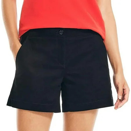 Nautica Womens Mid-Rise Cotton Shorts 5 Inseam Short with Front Slant Pockets (Black 8) | Walmart (US)