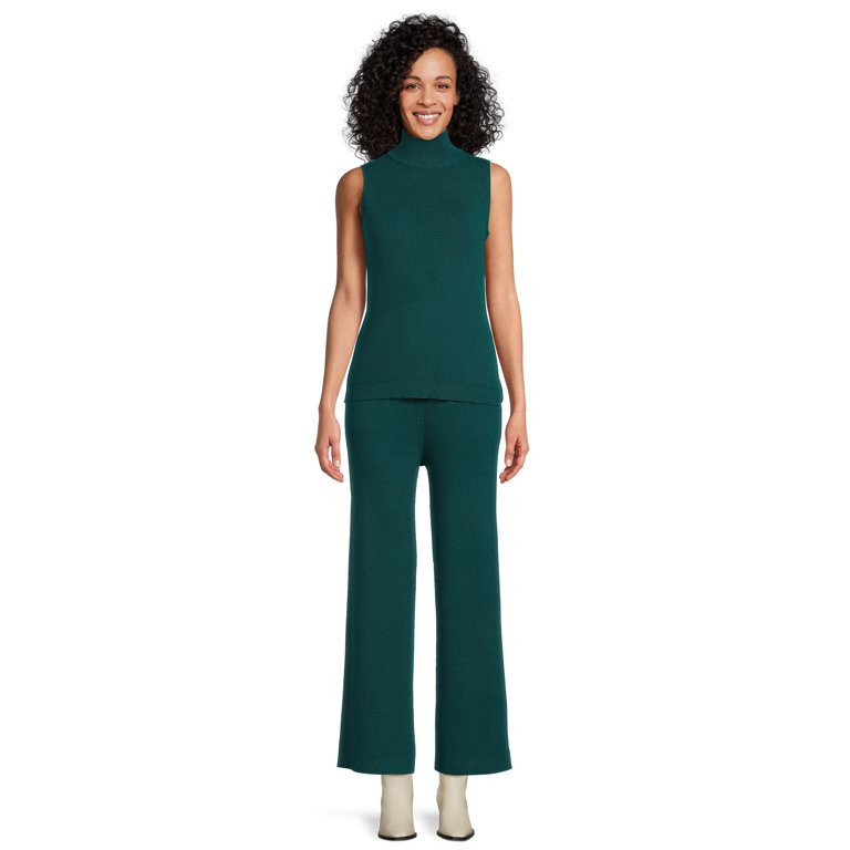 Time and Tru Women's Mock Neck Top and Wide Leg Pants Set, 2-Piece, Sizes XS-XXXL | Walmart (US)