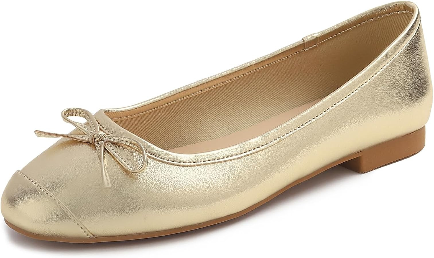 FEVERSOLE Women's Square Toe Fashion Bow Tie Dress Slip On Ballet Flats | Amazon (US)